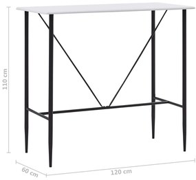 Masa de bar, alb, 120 x 60 x 110 cm, MDF 1, Alb