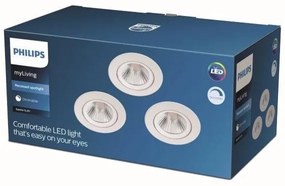 SET 3x plafonieră LED încastrată DIVE LED/5,5W/230V 2700K Philips