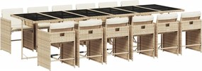 vidaXL Set mobilier de grădină cu perne, 13 piese, bej, poliratan