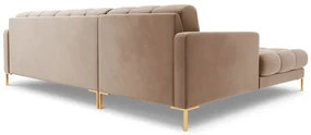 Colțar tapițat Bali, Bej/5 locuri/picioare gold/partea stângă/ L293 x l185 x h75