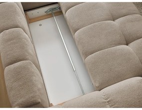 Colțar taupe extensibil/cu spațiu de depozitare cu tapițerie din chenille (cu colț pe partea dreaptă/în formă de ”L”) Everest – Bobochic Paris