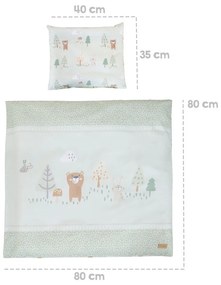 Lenjerie de pat pentru copii verde-deschis din bumbac pentru pătuț 80x80 cm Woodland Buddies – Roba