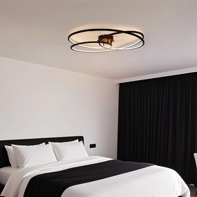 Plafoniera neagră 78 cm inclusiv LED cu dimmer în 3 trepte - Rowin