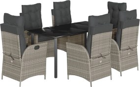 vidaXL Set mobilier de grădină cu perne, 7 piese gri deschis poliratan