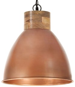 Lampa suspendata industriala aramiu 35 cm lemn masivfier E27 1, Maro, 35 cm