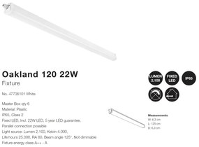 Aplica LED slim design liniar IP65 Oakland 120 22W 47736101 NL