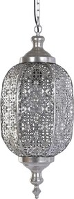 Lustră suspendată din metal, argintiu, 140 x 28 cm, „Loubressac”