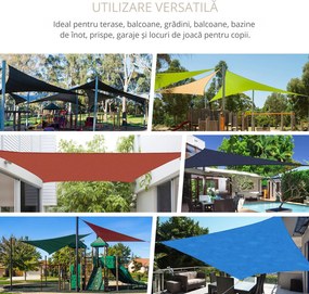 Outsunny Cort Parasolar Triunghiular, Protecție UV, Perfect pentru Spații Exterioare, Crem, 6x6x6m | Aosom Romania
