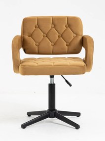 HR8403CROSS Scaun Catifea Galben Miere cu Bază Neagră