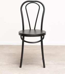 Scaun dining din metal, negru, cu spătar în buclă dublă și șezut rotund, 89 x 39 x 47 cm, „Medley”