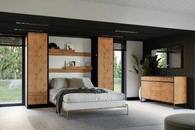 Pat rabatabil vertical Modern 160x200 - negru / stejar Lancelot