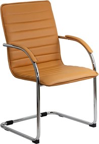 Scaun de așteptare bej OFF 835 din piele ecologică și cadru metalic rezistent