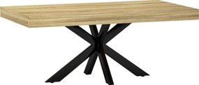 HOMCOM Măsuță de Cafea Industrială, Masă Dreptunghiulară cu Cadru din Oțel Încrucișat pentru Camera de Zi, 110x60x45 cm, Natural