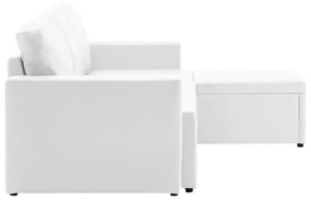 Canapea extensibila modulara cu 3 locuri, alb, piele ecologica Alb