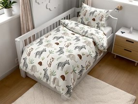 Lenjerie de pat din bumbac pentru patut JUNGARI crem Dimensiunile lenjeriei: 45 x 65 cm | 90 x 135 cm