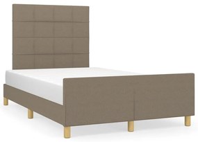 3270517 vidaXL Cadru de pat cu tăblie, gri taupe, 120x190 cm, material textil
