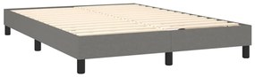Pat box spring cu saltea, gri inchis, 140x200 cm, textil Morke gra, 140 x 200 cm, Benzi verticale