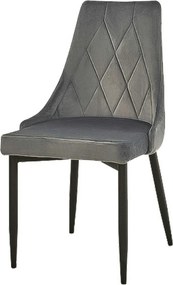 Scaun tapitat TRIX B, gri/negru, stofa catifelata/metal, 49x47x89 cm