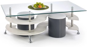 Masă de cafea Noe 5 (cu taburete) (alb + gri). 770211