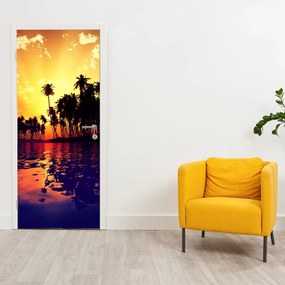 Fototapet pentru ușă - Insula la apus de soare (95x205cm)