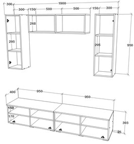 Living haaus V16, Antracit/Stejar Artisan, L 190 cm