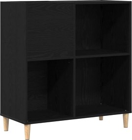vidaXL Dulap pentru discuri de vinil Stejar Negru 84,5 x 38 x 89 cm
