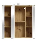 Dulap de baie suspendat cu oglindă VENOM, alb/stejar artisan