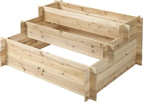 Outsunny Jardinieră Lemn 3 Nivele, Caseta de Flori pentru Grădinărit, 120x100x54cm, Design Rustic, Lemn Natural | Aosom Romania