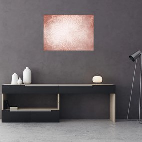 Tablou pe sticlă - Mandala roz (70x50 cm)