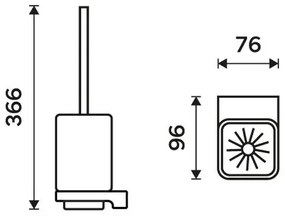 Perie de toaletă de perete NIMCO MAC 29094CN-90 MAYA sticlă mată/negru mat