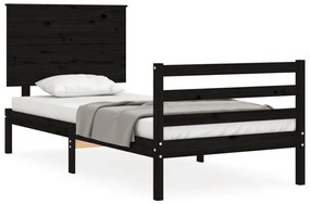 3195215 vidaXL Cadru de pat cu tăblie, negru, 100x200 cm, lemn masiv