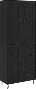 vidaXL Bufet cu sertar Stejar Negru 69,5 x 34 x 180 cm Lemn compozit