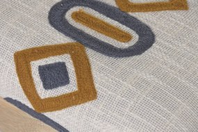 Banchetă tapițată pentru hol din bumbac ikat brodat manual și lemn masiv de mango, 113×35×45 cm, „Dakar"