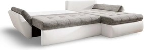 Colțar extensibil dumonde cu ladă de depozitare si sezut confortabil din spuma high-density, Loana Magma White 275x185 cm