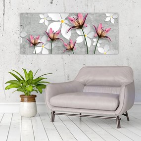 Tablou cu abstracție florală (120x50 cm)