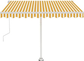 vidaXL Copertină autonomă retractabilă automat, galben&alb, 350x250 cm