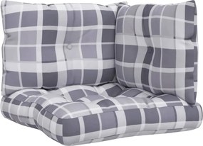 vidaXL Perne de paleți, 3 buc., gri carouri, material textil