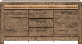 Comoda TORIN, stejar, PAL laminat, cu iluminare LED, 180x45x83 cm