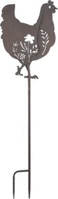 Decor de grădină din metal, model găină, 32x2x113 cm