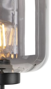 Lampă de podea inteligentă neagră cu sticlă fumurie, inclusiv Wi-Fi ST64 - Qara