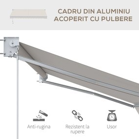 Outsunny Copertina pentru soare cu brate si actionare manuala, din aluminiu si poliester pentru exterior, 200x250 cm, alb crem | AOSOM Romania