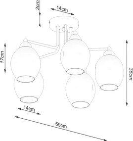 Plafonieră neagră cu abajur din sticlă 59x59 cm Garten – Sollux