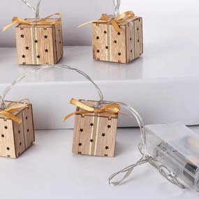 Lanţul luminos cu cadouri din lemn