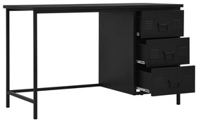 Birou cu sertare, negru, 120 x 55 x 75 cm, otel, industrial