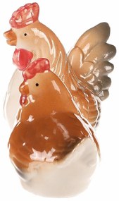 Decorațiune ceramică Găinușă și cocoș, 8 x 8 x 6cm, set de 2 bucăți