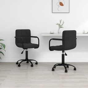 vidaXL Scaune de bucătărie pivotante, 2 buc., negru, catifea