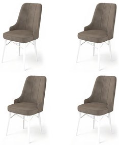 Set 4 scaune haaus Pare, Cappuccino/Alb, textil, picioare metalice