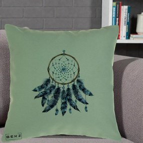 Perna Personalizata Prinzator de Vise cu Pene Albastre, 40x40 cm, Verde, Husa Detasabila, Perna Inclusa, BEKZ®