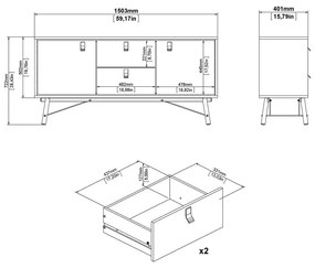 Comodă în culoare naturală cu aspect de lemn de stejar 150x72x40 cm Ry – Tvilum