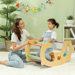 AIYAPLAY Joc pentru Copii 2 în 1 Rampă Montessori și Scaun Balansoar pentru Uz Interior, 91x41x48 cm, Multicolor | Aosom Romania